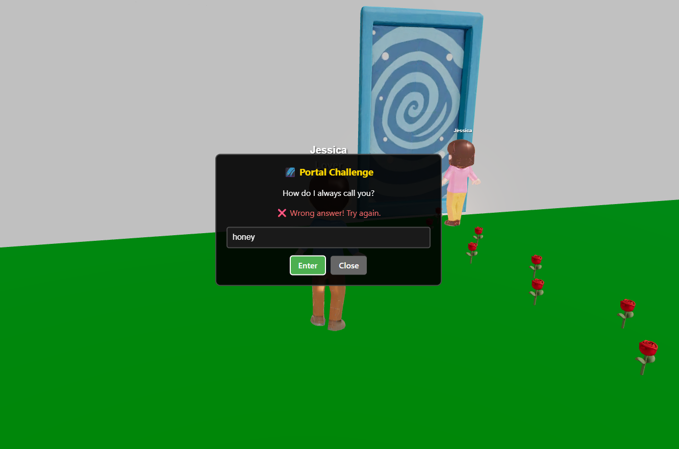 Enter your partner's virtual world through a magical portal